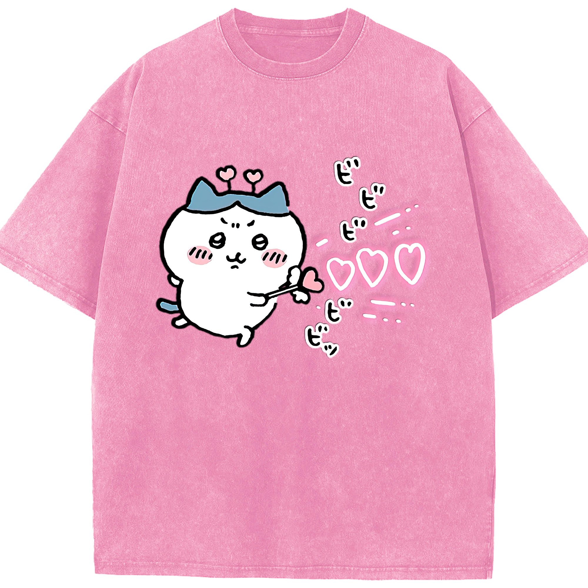 （画像用） ちいかわ ハチワレ Chii-kawa hachiware 綿100% ヴィンテージ風 半袖Tシャツ（フロントプリント）
